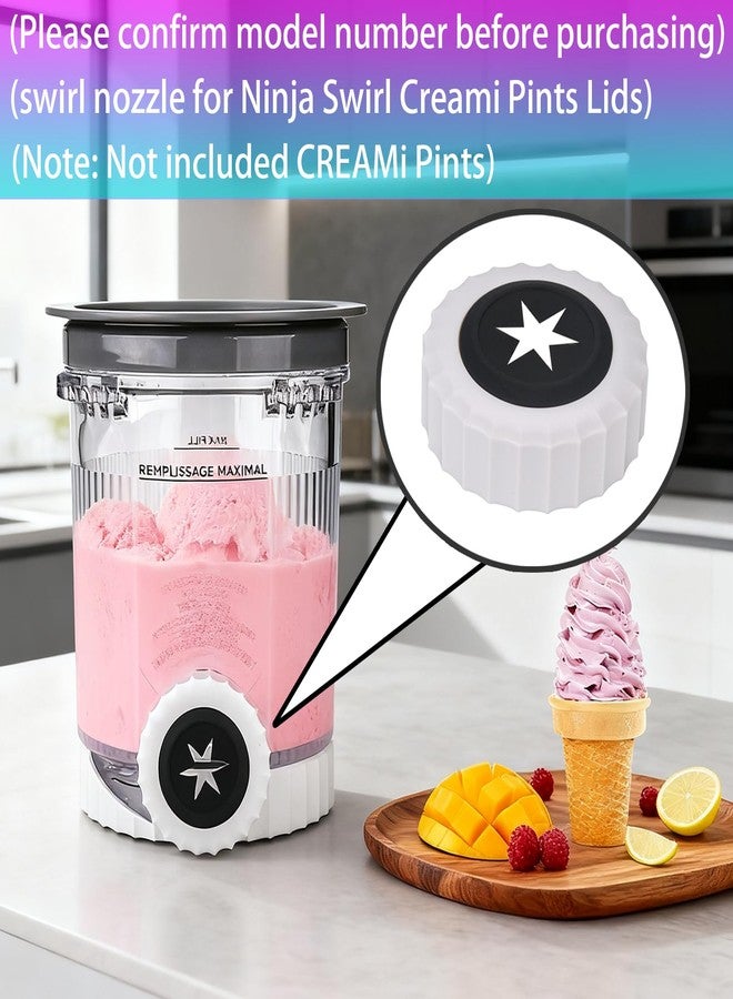 ziHenryDa 6 sets swirl nozzle for Ninja Swirl Creami Pints Lids,Soft Serve Maker nozzle for Ninja Swirl Creami NC701 & NC700 Pints Lids,(6 groups of different shapes) (6, Black) - Image 3